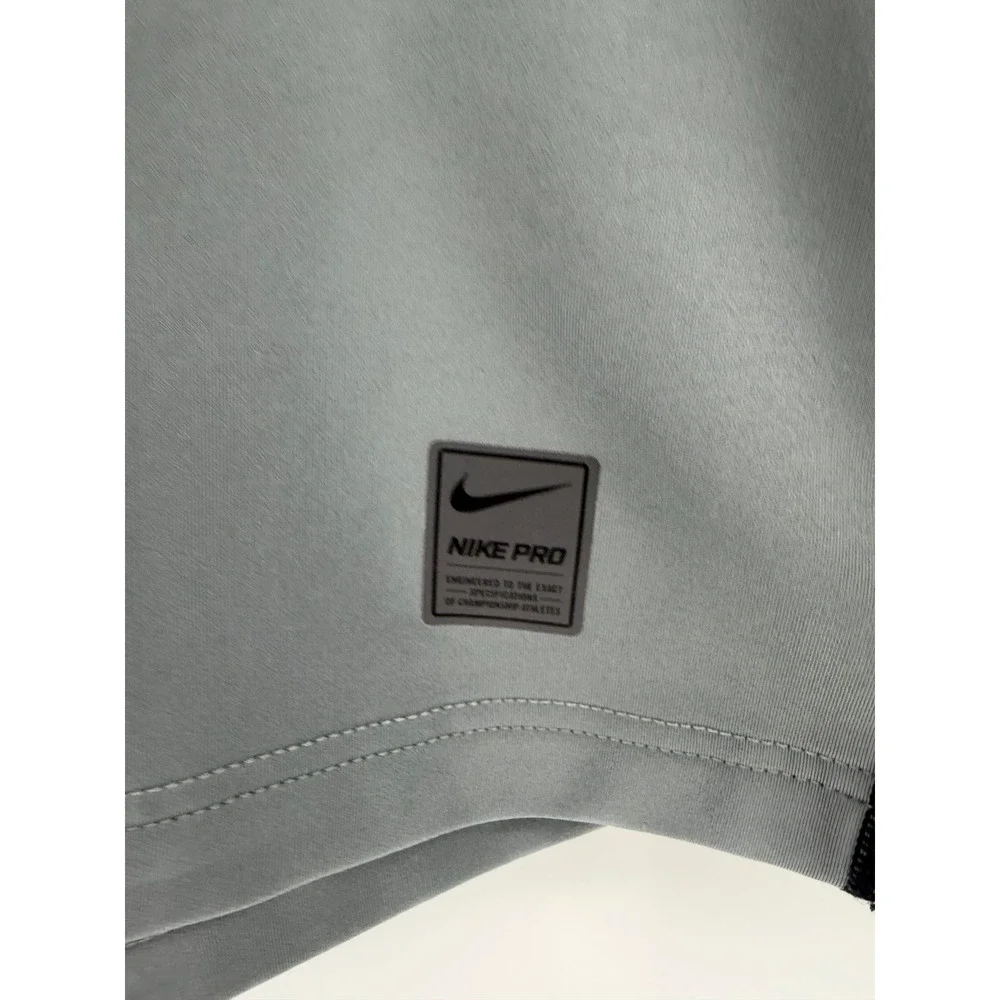 Nike Pro Fitted Half Zip Pullover Gray Long Sleeve Running Top Mens Medium - Picture 3 of 5